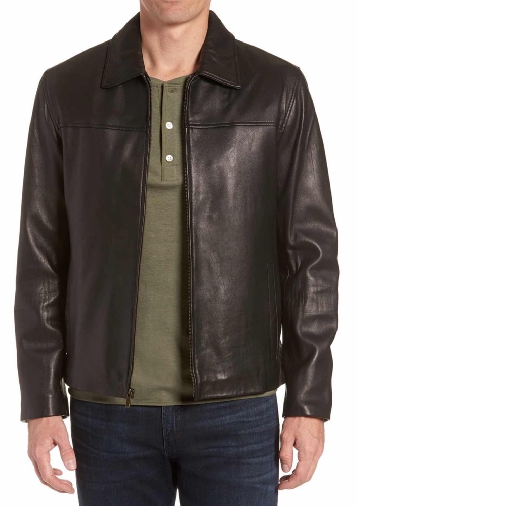 Cole Haan Men’s Lambskin Black Leather Jacket S